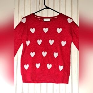 Ladies Christian Siriano 2 Ply Cashmere Heart Love Sweater Valentine Small